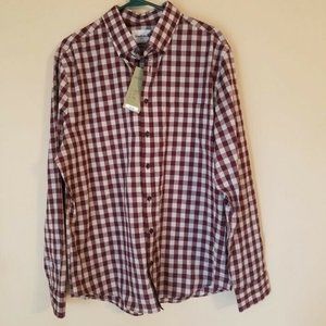 Men's Checkered Slim Fit Stretch Performance Long Sleeve Button-Down Shirt